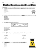 Nuclear Reactions and Nuclear Decay Quiz (Fusion, Fission,