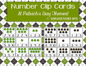 Preview of Number 1-10 Clip Cards | Number Recognition | St Patrick's Day Themed