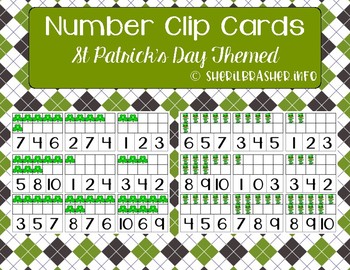 Preview of Number 1-10 Clip Cards | Ten Frames | St Patrick's Day Themed