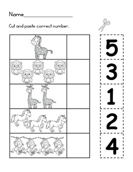 Number 1-10 Cut and Paste Match to 10 | Kindergarten Math by Nyra The ...