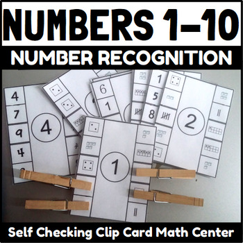 Preview of Number 1-10 Self Checking Clip Cards