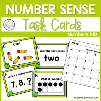 Preview of Numbers 1-10 Task Cards for Number Sense - First Grade and Kindergarten