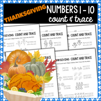 Preview of Number 1 - 10 l Thanksgiving math l Count & Trace