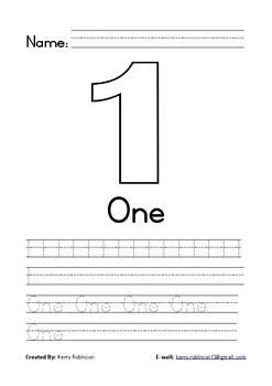 number 1 writing practice coloring in worksheet with name black white