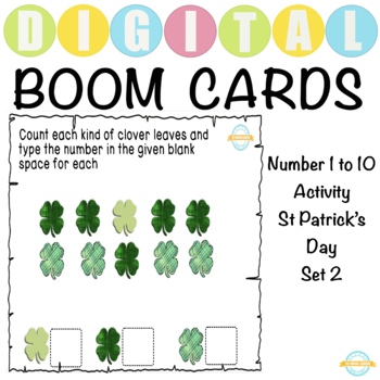 Preview of Numbers 1 to 10 Activity - St Patrick’s Day Theme - Set 2- Boom Cards™