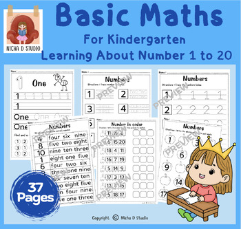 Preview of Number 1 to 20 for Kindergarten Math worksheets