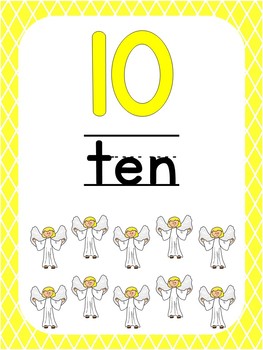 Preview of Number 10 Printable Bible Number Poster. Preschool-Kindergarten Numbers.