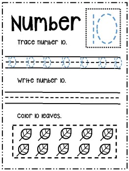 number 10 trace and write printable worksheet by shine earlyed tpt