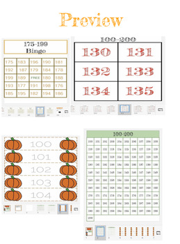 Preview of Numbers 100-200 Tracing Handwritting, Bingo, Number Poster Chart. Flash Cards
