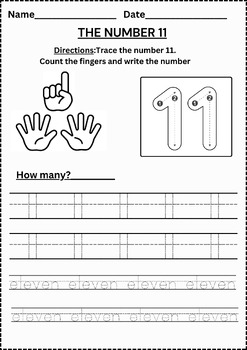 Preview of Number 11 to 20 worksheets pdf ( 20 Pages)