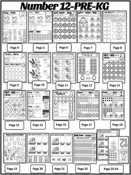 Number 12 Math Worksheets-NO PREP (PRE-KG EDITION)-Counting and ...