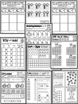 Number 13 Math Worksheets-NO PREP (KG EDITION)-Counting and Cardinality