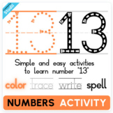 Number 13 Tracing, Writing & Spelling