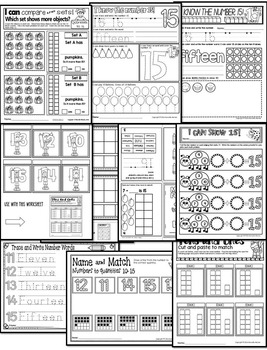 Number 15 Math Worksheets-NO PREP (KG EDITION)-Counting and Cardinality ...