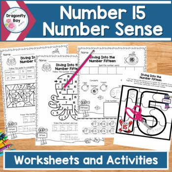 Preview of Number 15 Number Sense Worksheets Color by Codes and Center Activities