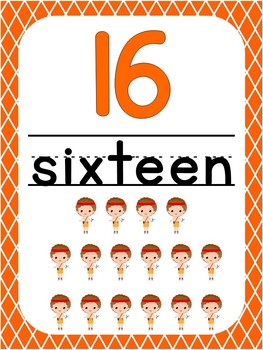 Preview of Number 16 Printable Bible Number Poster. Preschool-Kindergarten Numbers.