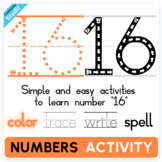 Number 16 Tracing, Writing & Spelling