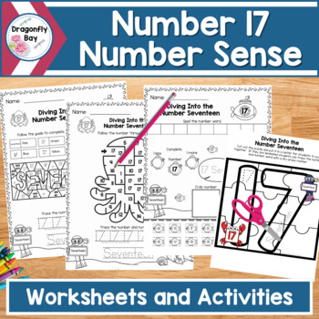 Preview of Number 17 Number Sense Worksheets Color by Codes and Center Activities