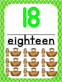 number 18 printable bible number poster preschool kindergarten numbers