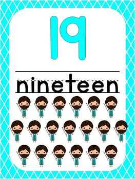 Preview of Number 19 Printable Bible Number Poster. Preschool-Kindergarten Numbers.