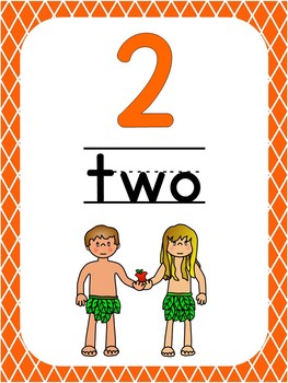 Preview of Number 2 Printable Bible Number Poster. Preschool-Kindergarten Numbers.