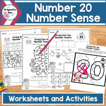 Preview of Number 20 Number Sense Worksheets Color by Codes and Center Activities