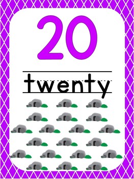 Preview of Number 20 Printable Bible Number Poster. Preschool-Kindergarten Numbers.
