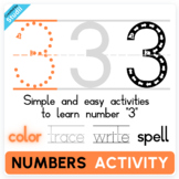 Number 3 Tracing, Writing & Spelling