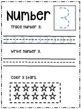 number 3 trace and write printable worksheet by shine