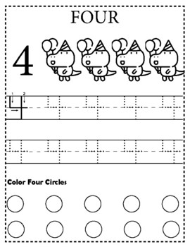 number 4 tracing worksheet by owl school studio tpt