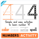 Number 4 Tracing, Writing & Spelling