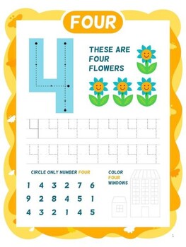 Preview of Number 4 worksheet: A Playful worksheet to Number Mastery!