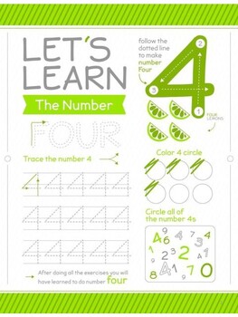 Preview of Number 4 worksheet: A Playful worksheet to Number Mastery!