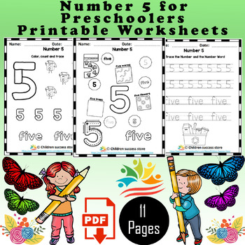 Number 5 Worksheets for Preschoolers by Children success store | TPT