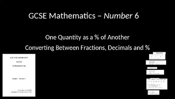 Preview of Number 6 (1 quantity as % of another, Convert between Fractions-Decimal-%