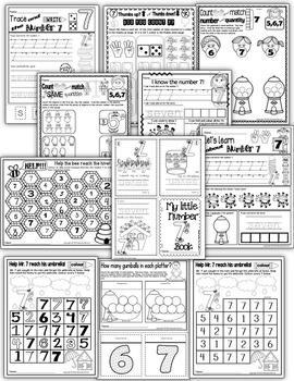 Number 7 Math Worksheets-NO PREP- CANADIAN SPELLING by Marcelle's KG Zone