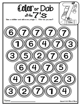 number 7 math worksheets no prep pre kg edition counting and cardinality ccss