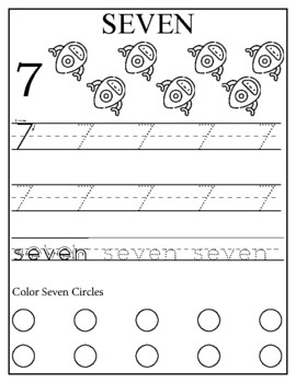 number 7 tracing worksheets teaching resources tpt