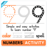 Number 9 Tracing, Writing & Spelling
