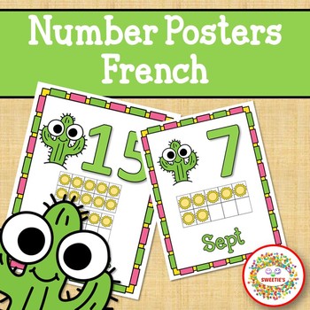 Preview of Number Posters 0-20 with Ten Frames -  Cactus  French