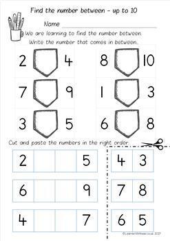 Number Between to 10, 20 and 50 worksheet pack by Learn With Miss W