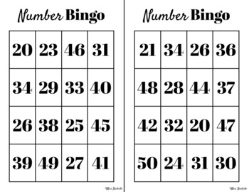 Number Bingo 1-20, 20-50 & 50-99 (BUNDLE) by Miss Barbuto | TpT