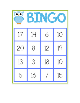 Number Bingo 1-20 by Miss Cronin's Classroom | Teachers Pay Teachers