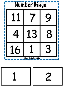 Number Bingo 1-20: Math Center, Pre-K, Kindergarten by Pre-Kinder
