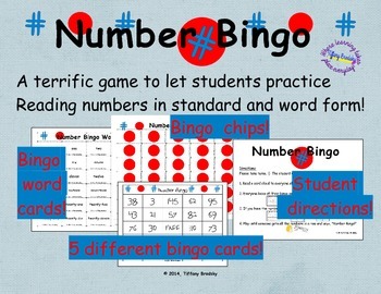 Preview of Number Bingo! 5 Card Game for Math Learning Center or Vocabulary/Literacy Center