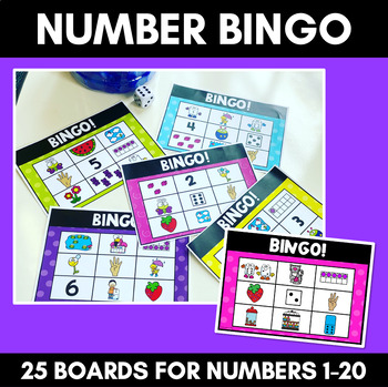 Number Bingo for Numbers 1-20 by Mrs Learning Bee | TPT