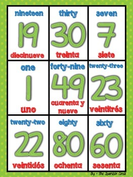 Number Bingo to 100/ Loteria de numeros al 100 English and Spanish