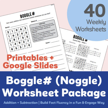 Preview of Number Boggle (Noggle) Worksheet Packet (40 Sheets) | Printables + Google Slides