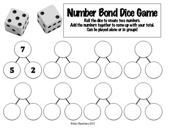 Number Bond Dice Game by ARH Counseling | Teachers Pay Teachers