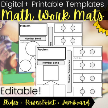 Preview of Kinder & 1st Grade | Number Sense Math Work Mat Templates | Printable & Digital
